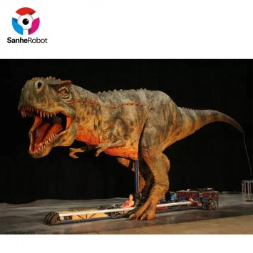 Like real dinosaurs perform on the stage