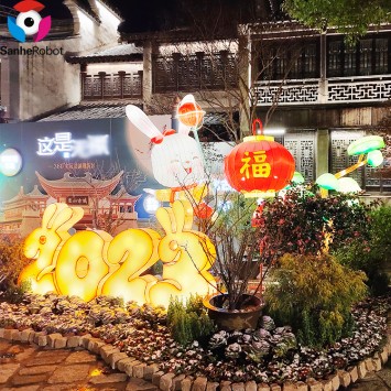 Chinese Lanterns Outdoor Waterproof Silk Animal Lanterns Chinese Rabbit Lantern Lights