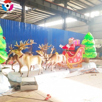 Zigong Lantern Festival LED Tree Snowman Reindeer Outdoor Fabric Christmas Silk Lantern Lights