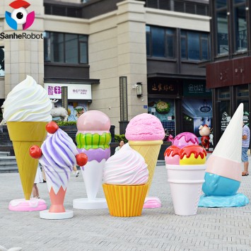 Outdoor Sculpture Decoration Fiberglass Ice Cream Cone Stick Table Chair  Fiberglass Statues