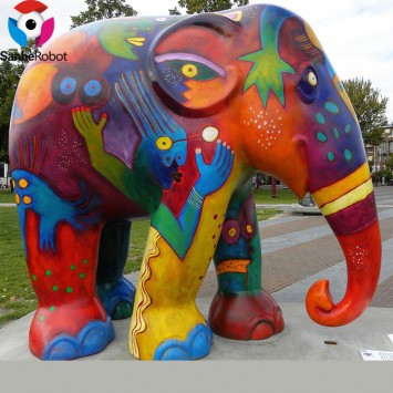 Outdoor Home Decoration sculpture Life Size Coloured elephant fiberglass sculpture statue