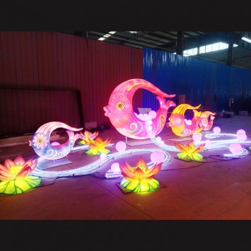 Lantern Festival Chinese Silk LED Lantern Festival Cartoon Fish