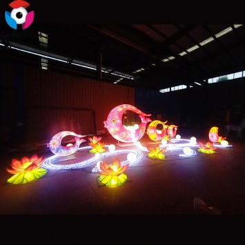 Lantern Festival Chinese Silk LED Lantern Festival Cartoon Fish