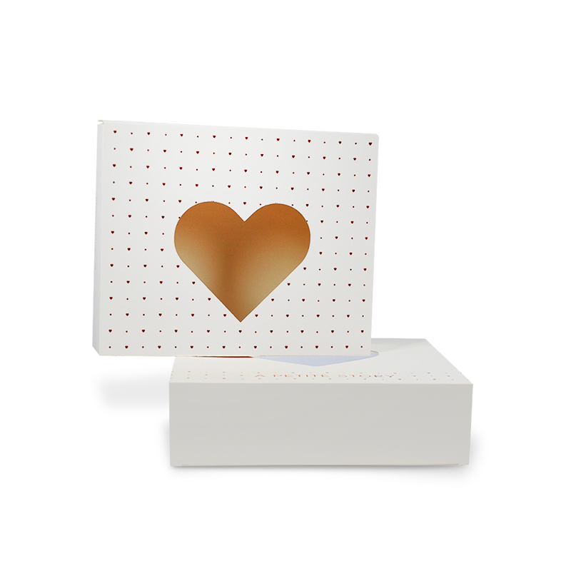 Unique Art Paper Box With Heart Window Cosmetic Gift Paper Box With Custom Logo (1)