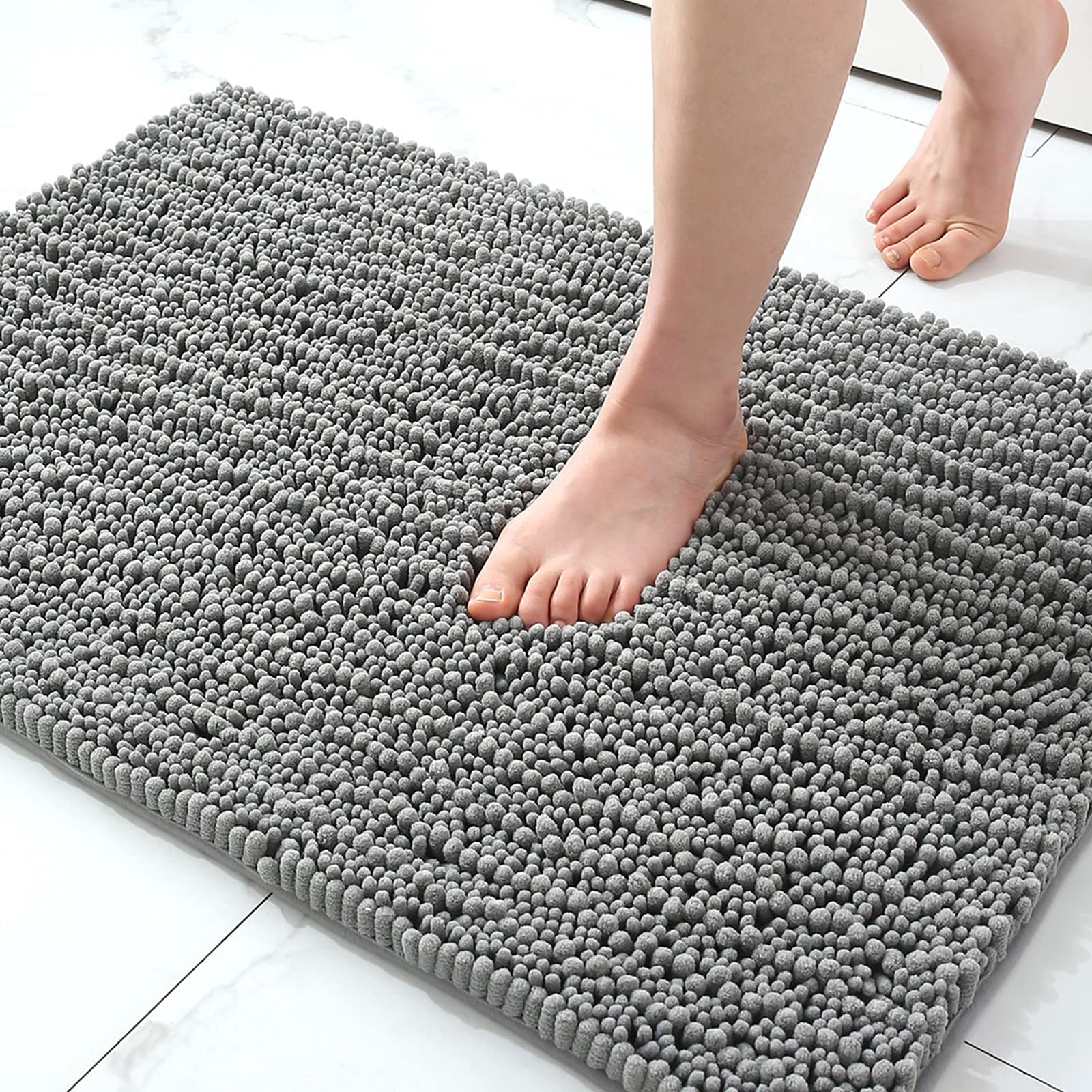 Chinese Suppliers Non Slip Solid Chenille Water Absorption Shaggy Rug Chenille Carpet Bath Mat (1)