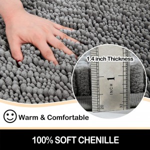 Chinese Suppliers Non Slip Solid Chenille Water Absorption Shaggy Rug Chenille Carpet Bath Mat