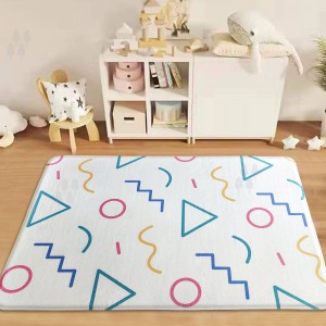 Geometric Lines Painting Flannel Printed Carpet