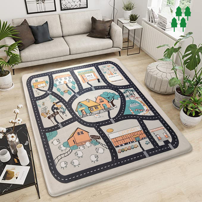 Custom Road Play Map Educational Learning Game Area Rug