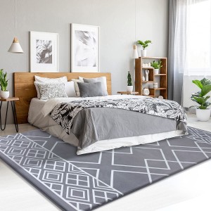 Large Size Bohemian Geometric Flannel Area Rug Living Room Carpet