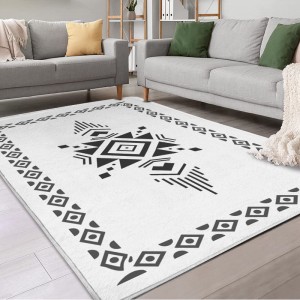 Large Size Bohemian Geometric Flannel Area Rug Living Room Carpet