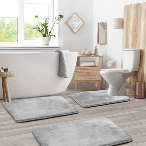 Non Slip Absorbent Velvet Memory Foam Bath Mat Set for bathroom