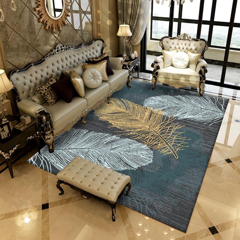 Low Pile Feather Pattern Cheap Modern Area Rug Large Rugs for Living Room
