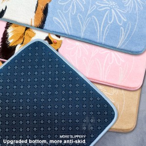 Custom printed memory foam bath mat flannel bathroom rug