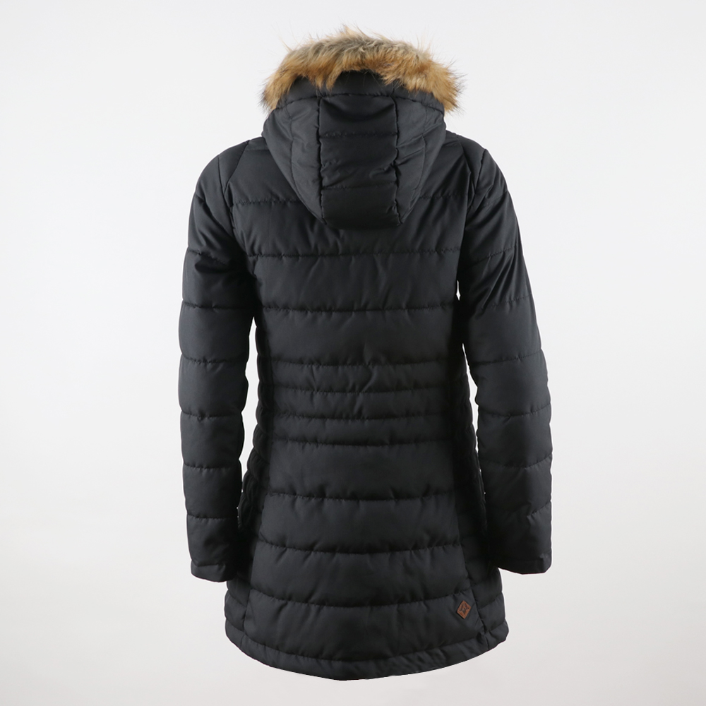 Women’s long  padded jacket with fur hood