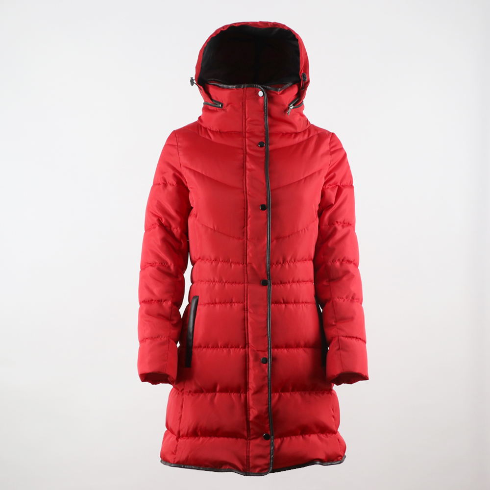 women's long  padded jacket BU4703SNW-hidden hood (2)