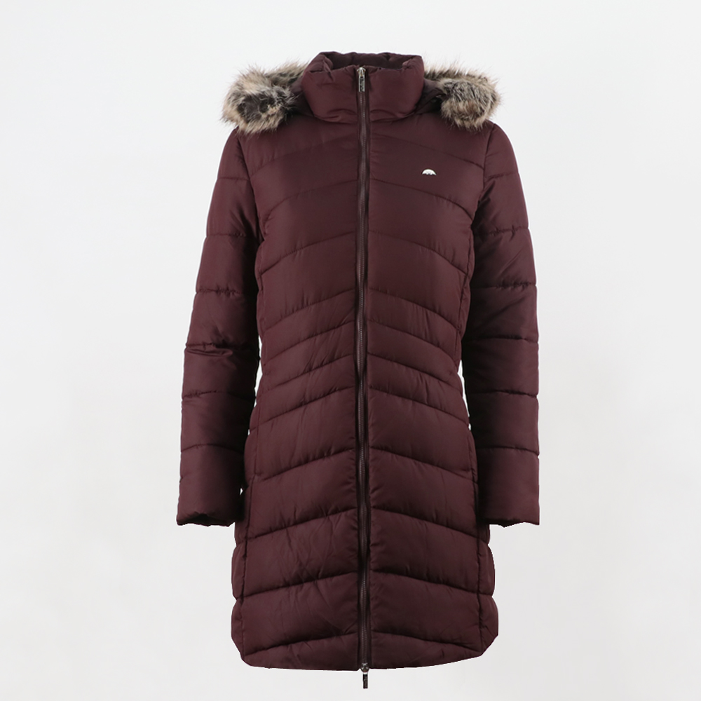 Factory Free sample Hooded Warm Outwear Coat - Women’s long  padded jacket with fur hood MI19507  – Senkai