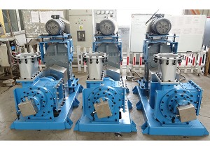 High capacity pumps for transferring meat, fish or poultry material