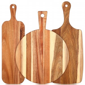 Shangrun 3 copë Pllakë prerëse druri akacie me dorezë