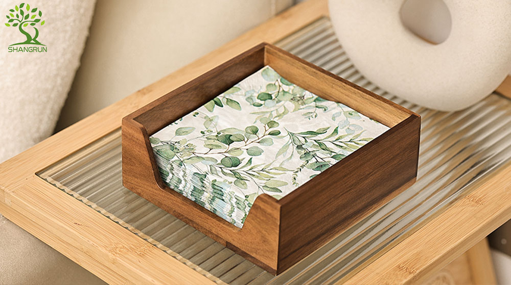 Wooden Napkin Dispenser With Side Large Opening For Paper Napkins