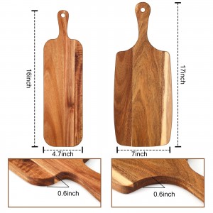 Shangrun 3 Pcs Acacia Wood Cutting Board nga adunay Handle