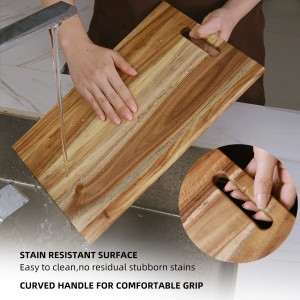 रसोई के लिए हैंडल के साथ शांगरून लकड़ी का रिवर्सिबल चॉपिंग बोर्ड