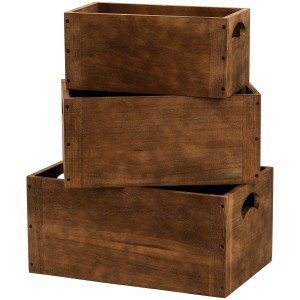 Shanrun Set mit 3 ineinander stapelbaren Holzkisten