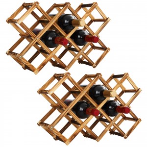 Shangrun Opvouwbaar vrijstaand houten wijnrek met 10 flessencapaciteit