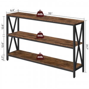 Shangrun 3-Tier Narrow Side Table With Open Shelves