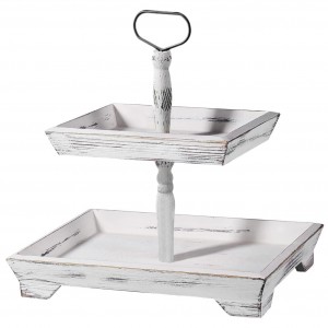 Shangrun 2 Tier Tray Two Tiered Tray Stand With Handle