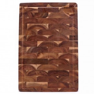 Shangrun Planche à découper rectangulaire polyvalente en bois d'acacia épais avec rainure de jus, planche à découper à grains de bout, rouge