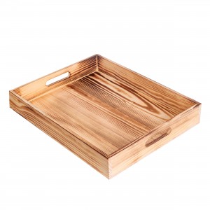 Shangrun Wood Serving Tray With Handles Rectangular Wooden Coffee Table Breakfast Large Tray