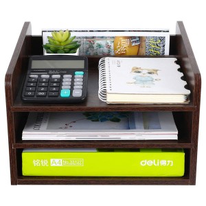 Shangrun Wood Desktop File Organizer Mail Sorter Magazine Rack Paper Holder Telephone Stand