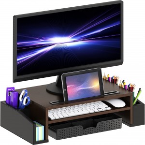 Shangrun Office Organize Houseware Desk Monitor Stand Riser With Adjustable Organizer Tray