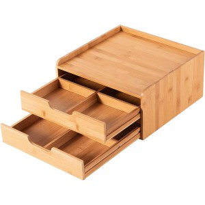 Shangrun Bamboo Desk Organizer And Accessories With Two Drawers
