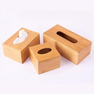 Shangrun квадратна кутия за кърпички от бамбук и дърво