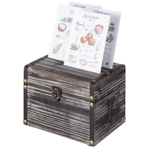 Shangrun Wooden Recipe Holder Organizer Chest With Leatherette