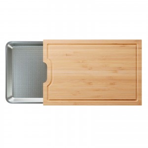 Shangrun Bamboo Wood Cutting Board Set With Non Stick Pullout Baking Sheet Tray