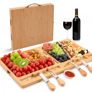 Shangrun Magnetic Mount Serving Platter With Knife Travel Picnic Cheese Tray Set