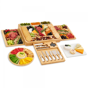 Shangrun Charcuterie And Cheese Board Gift Set With Extra Large Bamboo Platter
