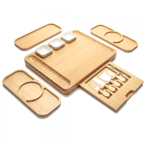 Shangrun Bamboo Cheese Board And Charcuterie Board With Knife Set