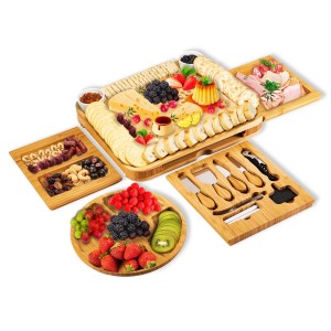 Shangrun Bamboo Cheese Board Set With Knife Set And Serving Trays