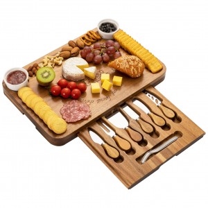 Shangrun Acacia Wood Cheese Board & Knife Set