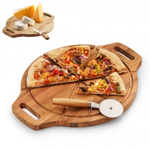 Shangrun Pizza Cutting Board Acacia Wood Gift Set
