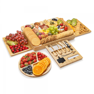 Shangrun Large Charcuterie Board Set With 3 Hidden Slid-Out Drawers