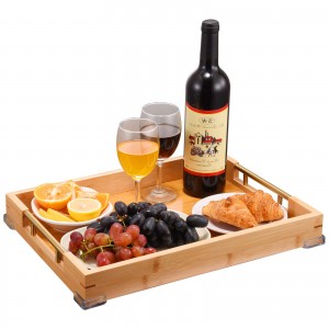 Shangrun Bamboo Serving Tray With Handles Decorative Wooden Tray