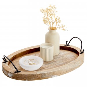 Shangrun Oval Wooden Serving Tray With Handles