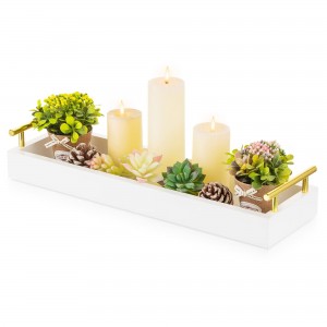 Shangrun White Centerpiece Tray Decor Serving Tray With Gold Handles