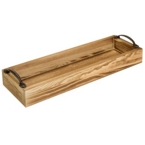 Shangrun Wood Serving Tray With Decorative Antique Metal Handles