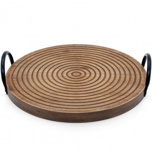 Shangrun Wooden Decorative Serving Tray With Metal Handles