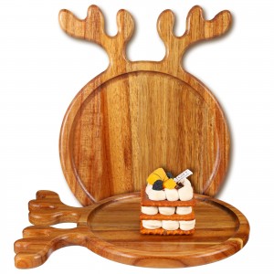 Shangrun Christmas Wood Serving Platters Wooden Food Dish Wood Plates